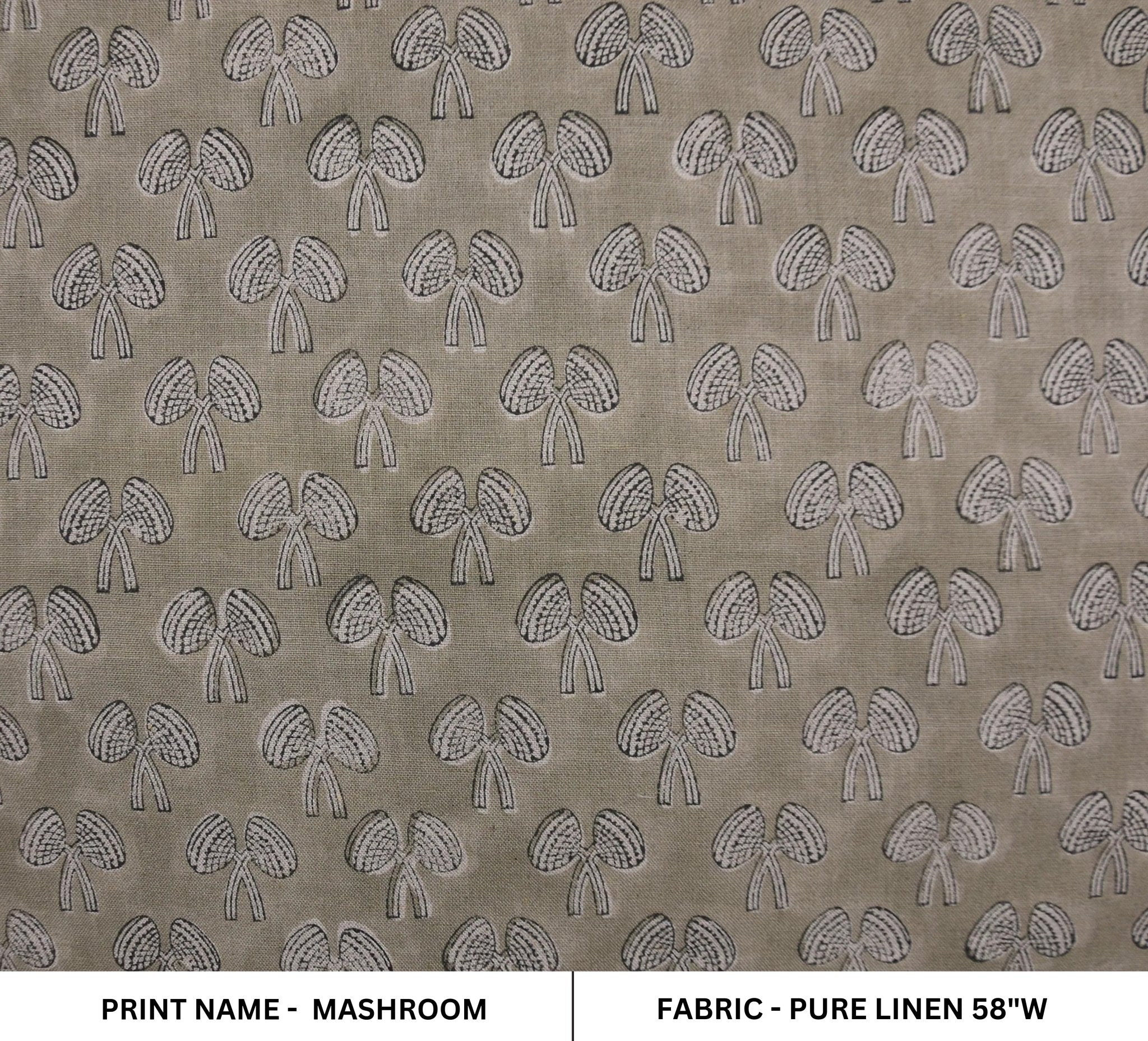 Fabric for window curtains, pure linen 58" wide, premium fabric for pillow cover, cushion cover, table napkins - MASHROOM