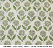 Linen Block Print Fabric Linen Blend 58 Inch Width Light Weight Linen Natural Base Color Curtains and Drapes Upholstery Handmade Art Pillow Covers Tablecloths and Runners Bedding Tote Bag Lampshades Napkins by Fabritual