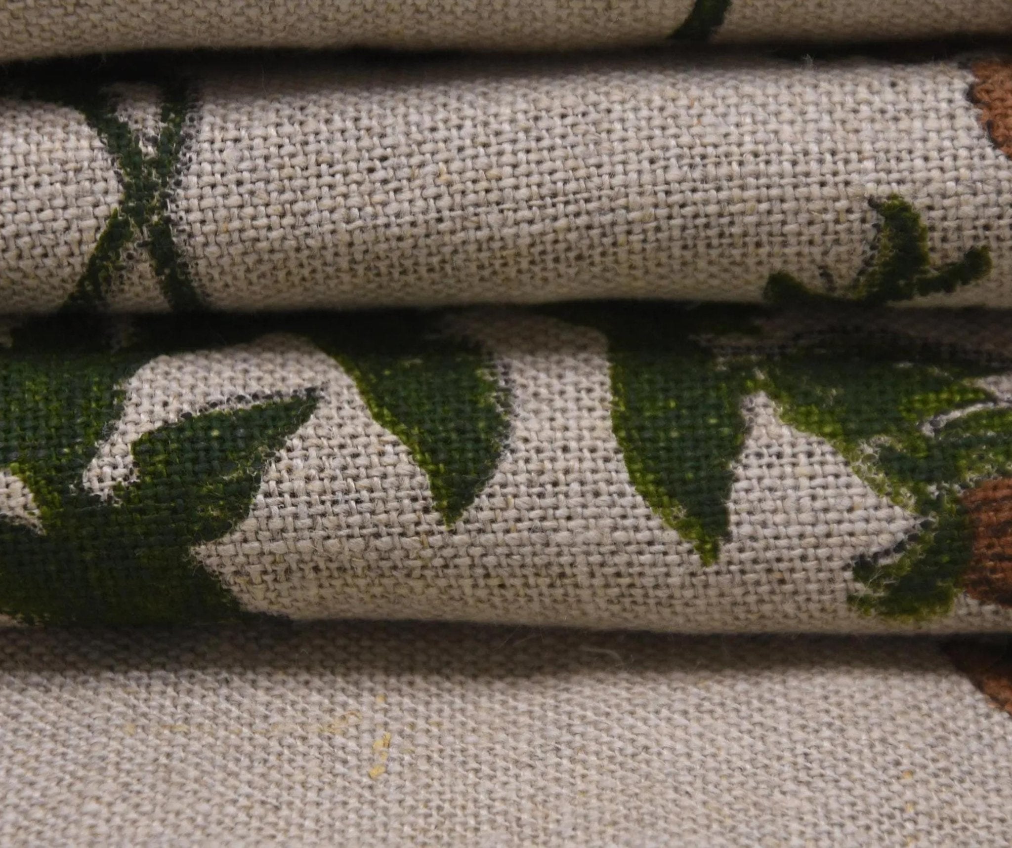 Linen Block Print Fabric 58&quot; Width Heavy Linen Natural Base Color Curtains and Drapes Upholstery Tablecloths and Runners Bedding Tote Bag by Fabritual