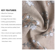 Abhishek   Natural Thick Linen  Block Print Running Fabric Pillow Covers, Hand Block Upholstery