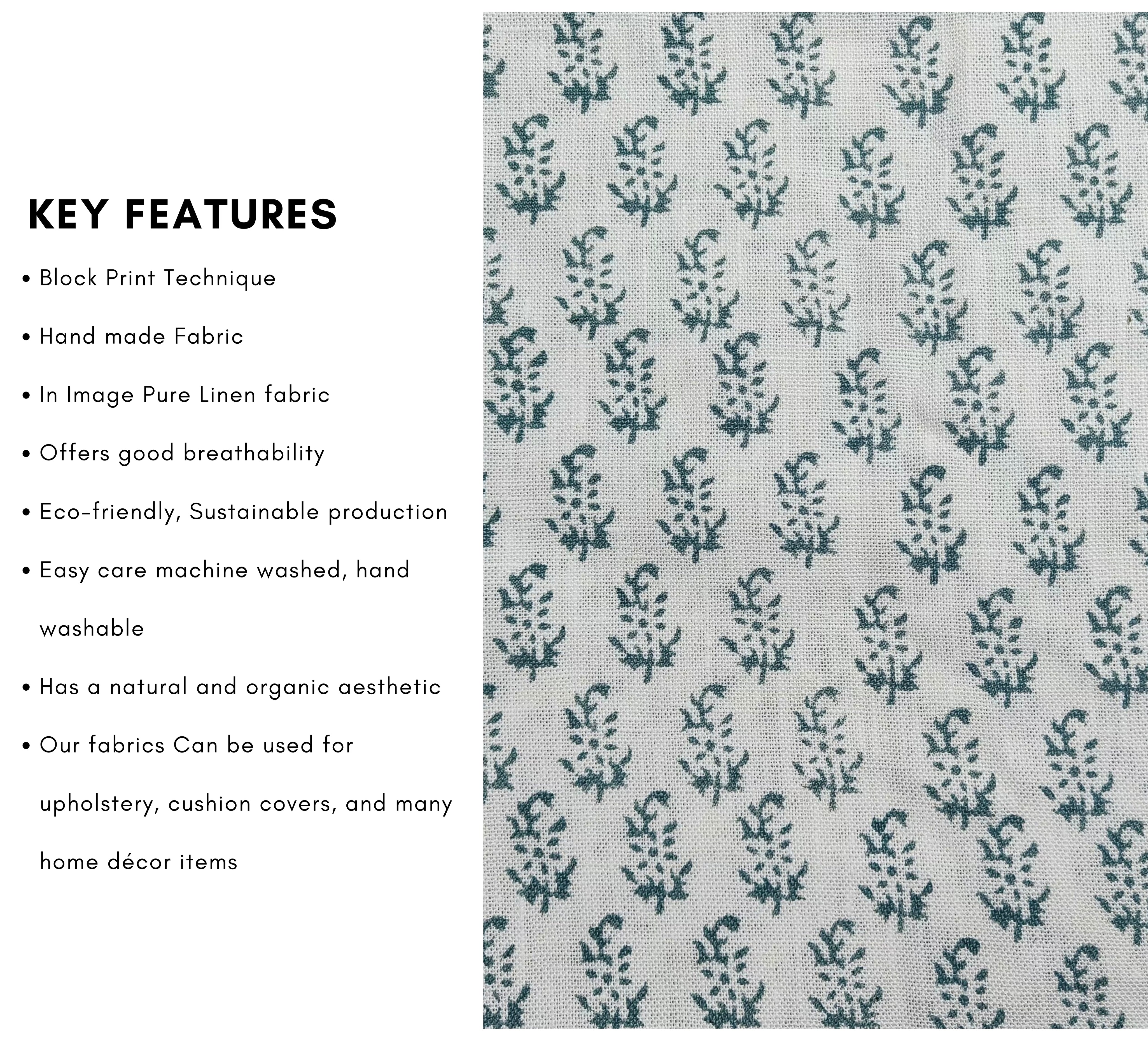 Block print linen fabric, handblock print, for home decor, modern fabric, fabric by the yard, curtain yardage - Patjhad