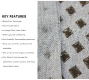 Chakor  Block Printed Pillow Cover Fabric, Hand Block Handloom Linen Fabric, Heavy Fabric, Geometric Print Fabric