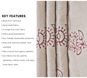 Block Print Pure Linen 58" Wide Indian fabric, Red brown Upholstery Fabric, Curtain Linen By The Yard - Zuri Rust