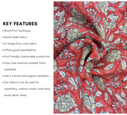block print fabric 58 inch wide thick Linen, Indian hand stamped, floral curtain, pillow fabric by the yard - gulzar