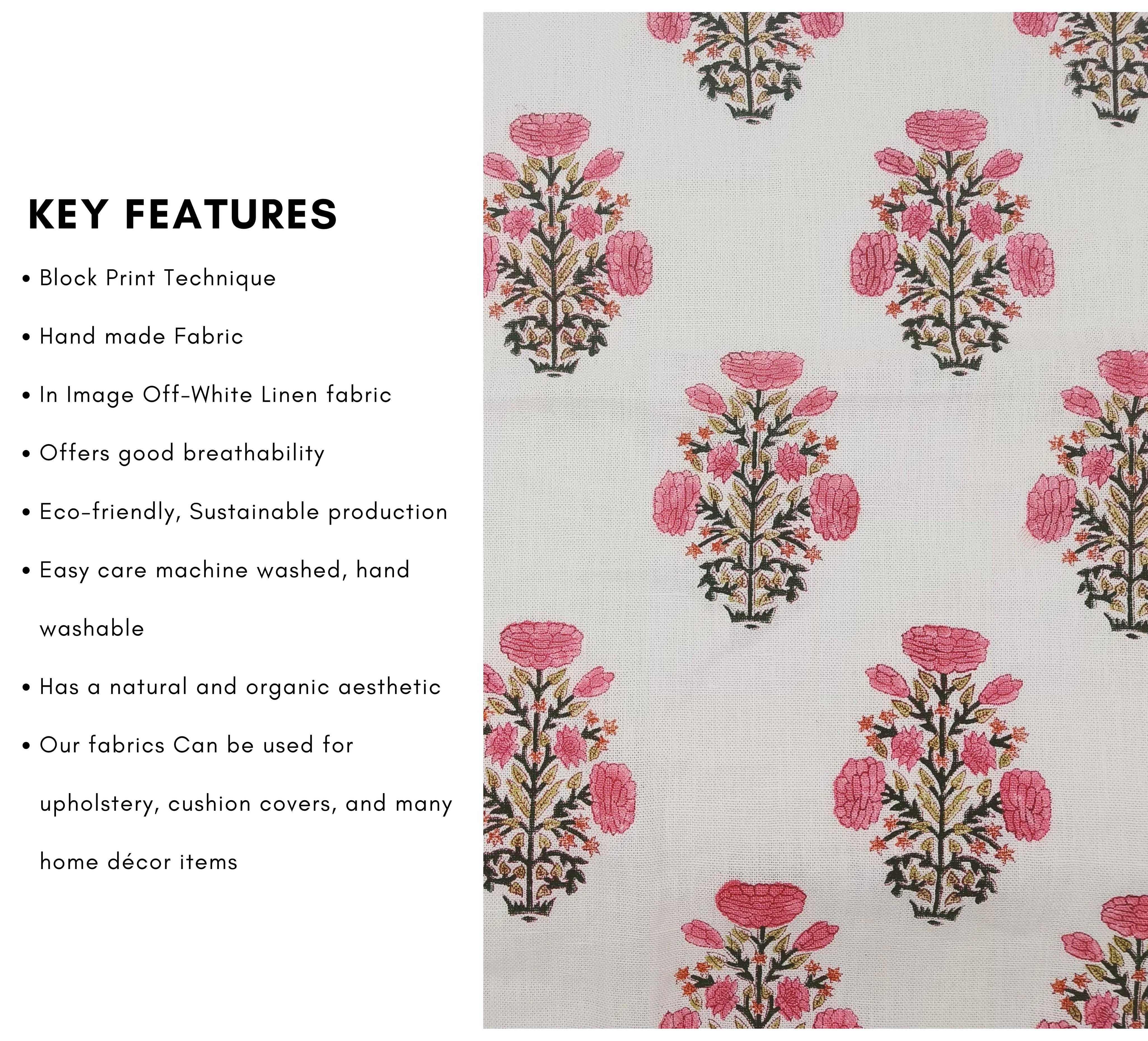 Linen Fabric, Swadesh, Block Print, Fabric By Yard, Indian Handloom Fabric, Home Décor