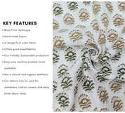 Block print, pure linen white fabric, fabric by yard, hand block print, floral pattern, linen block print - BHEESHMA