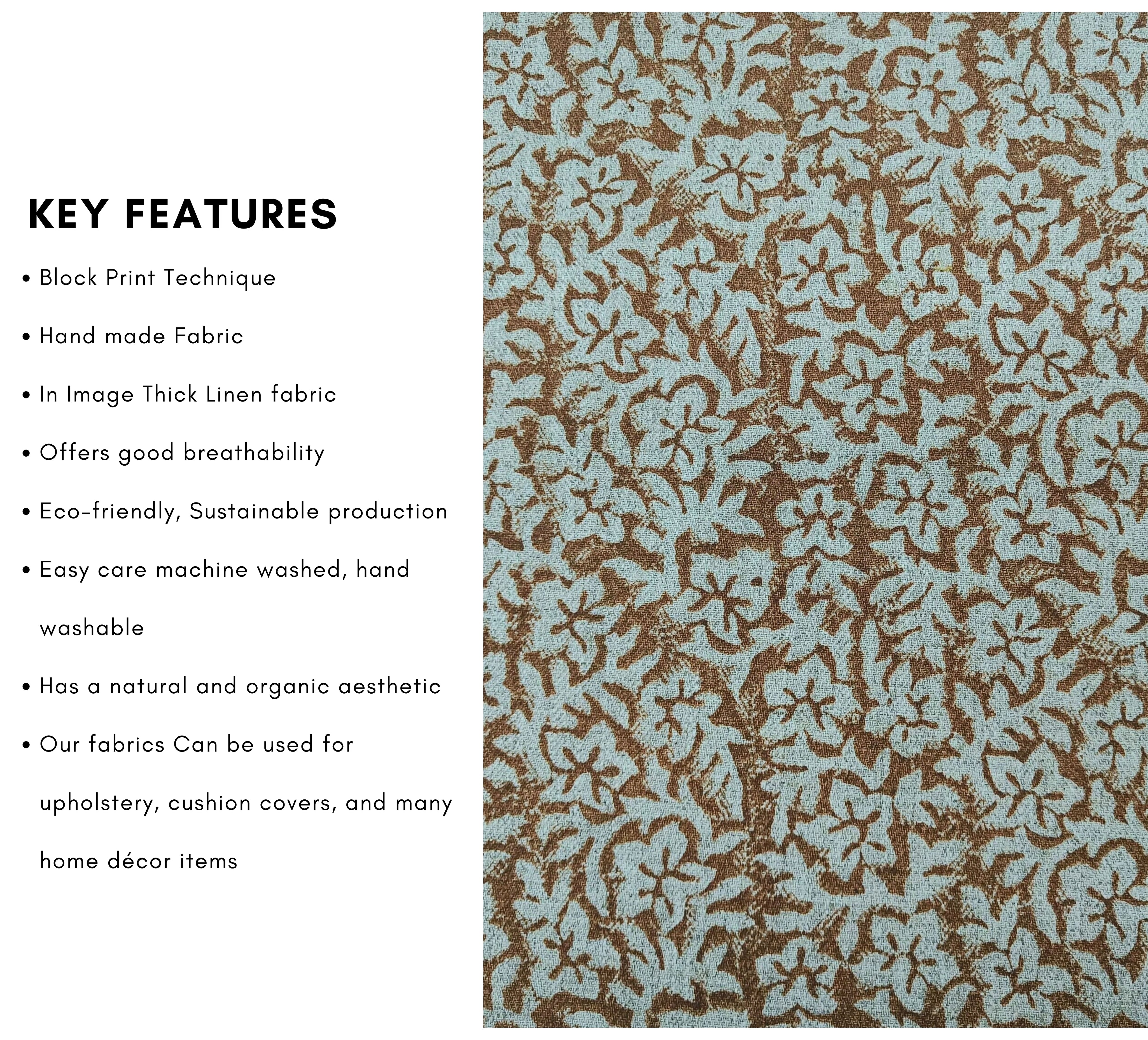 Linen Fabric, Nidhi Van, Block Print, Fabric By Yard, Indian Handloom Fabric, Home Décor