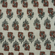 Block Print Fabric 58 Inch Width Light Weight Viscose Linen Natural Base Color and Mini Yellow Floral Print Curtains and Drapes Pillow Covers Tablecloths and Runners Bedding Tote Bag Lampshades by Fabritual