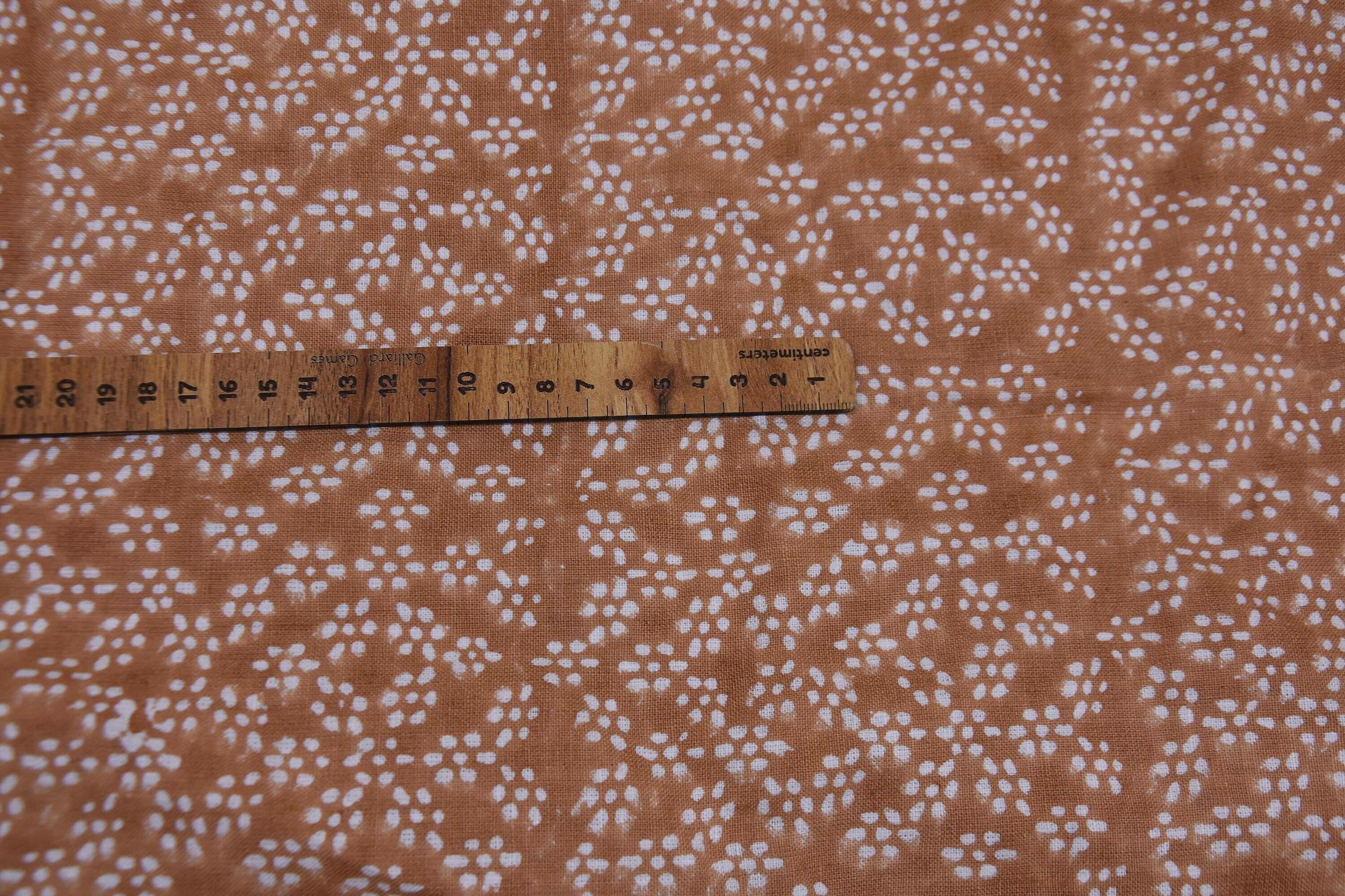 Handcrafted Block Print Thick White Cotton Coconut Mini Dots Floral Fabric for Napkins & Tote Bags - OLA VRISHTI