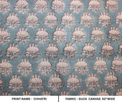 Cotton Block Print Fabric 50 Inch Width Medium Weight Duck Canvas Beige Base Color Curtains and Drapes Pillow Covers Tablecloths and Runners Bedding Tote Bag Lampshades Napkins by Fabritual