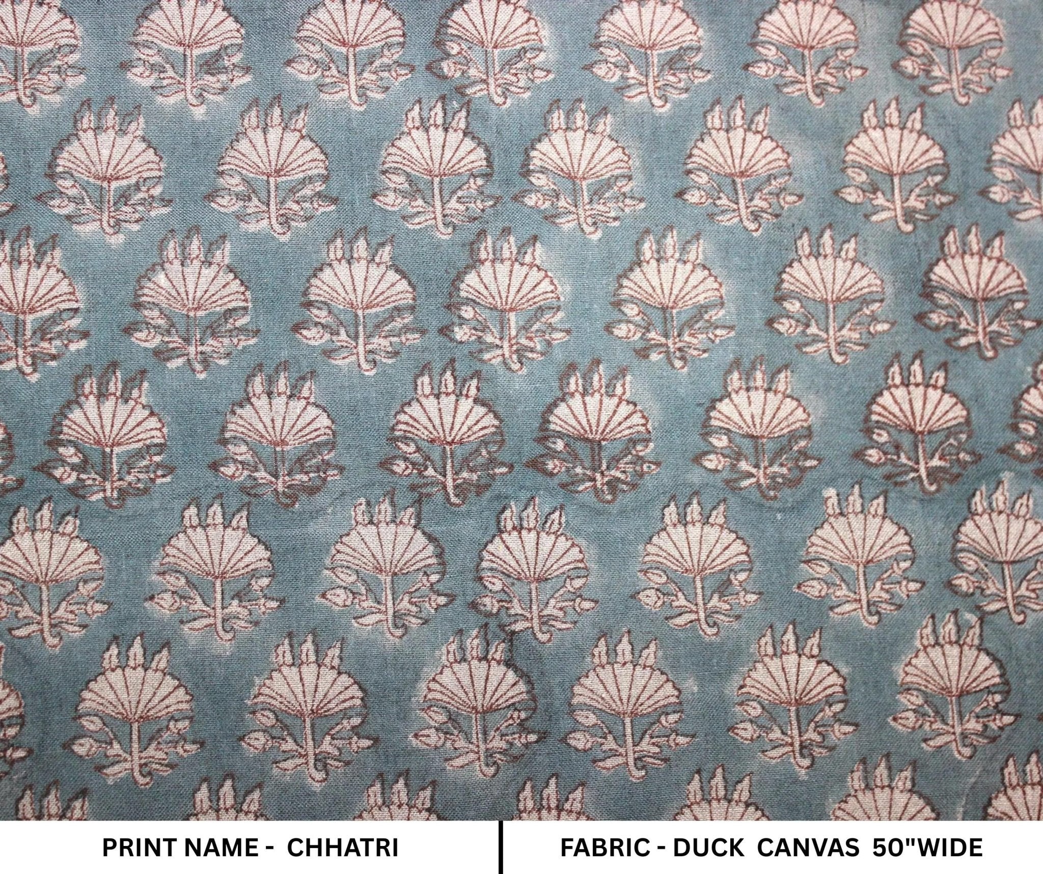 Cotton Block Print Fabric 50 Inch Width Medium Weight Duck Canvas Beige Base Color Curtains and Drapes Pillow Covers Tablecloths and Runners Bedding Tote Bag Lampshades Napkins by Fabritual
