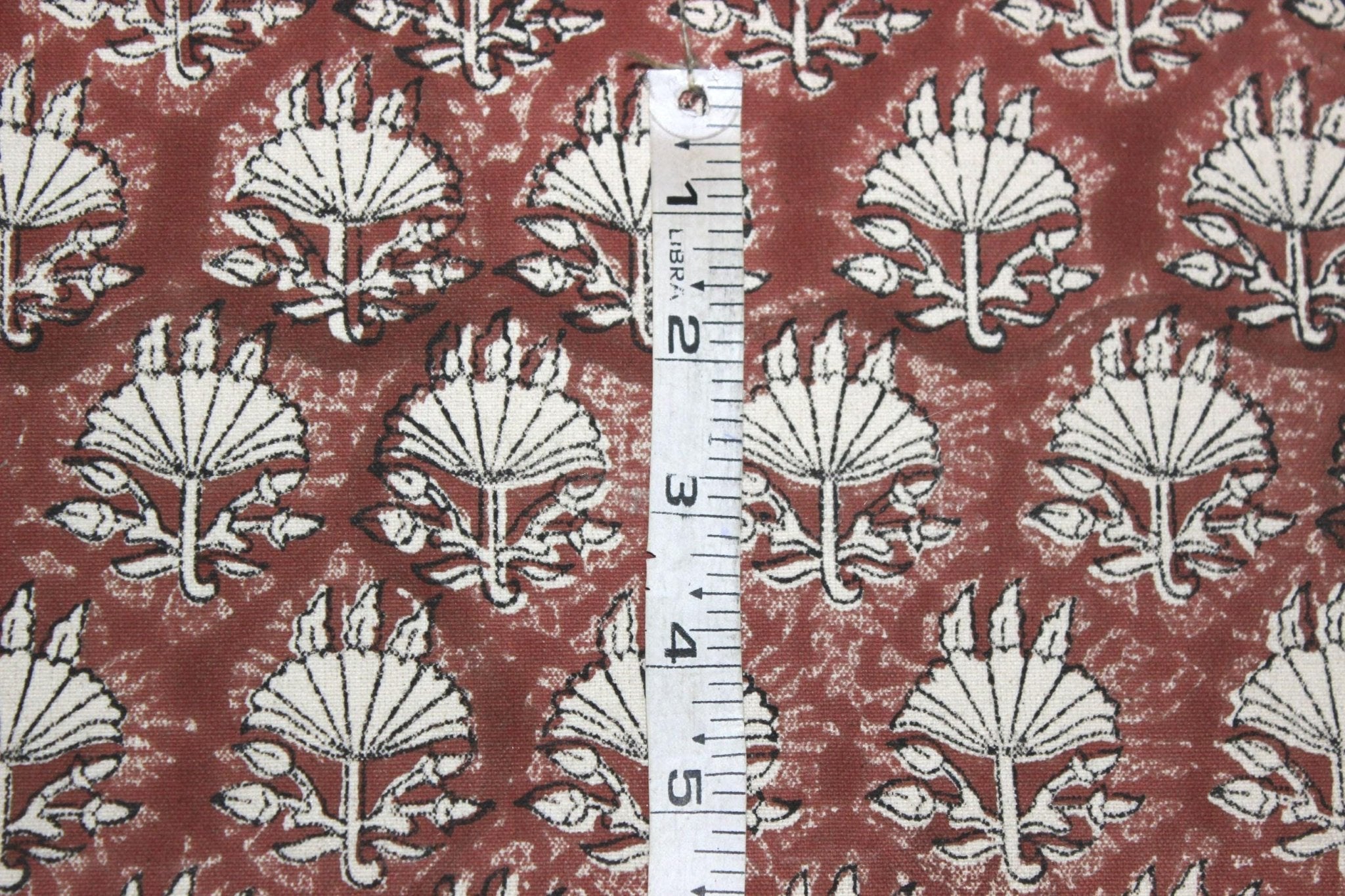 Fabritual Lightweight Linen Block Print 58" Wide Fabric for Rustic Interiors, Linen Blend Fabric with Floral Block Print for Home Decor Uses, Boho Style Block Print Fabric in Lightweight Linen Blend.