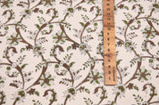 Cotton Block Print Fabric 50 Inch Width Medium Weight Duck Canvas Beige Base Color Curtains and Drapes Pillow Covers Tablecloths and Runners  Lampshades Napkins by Fabritual