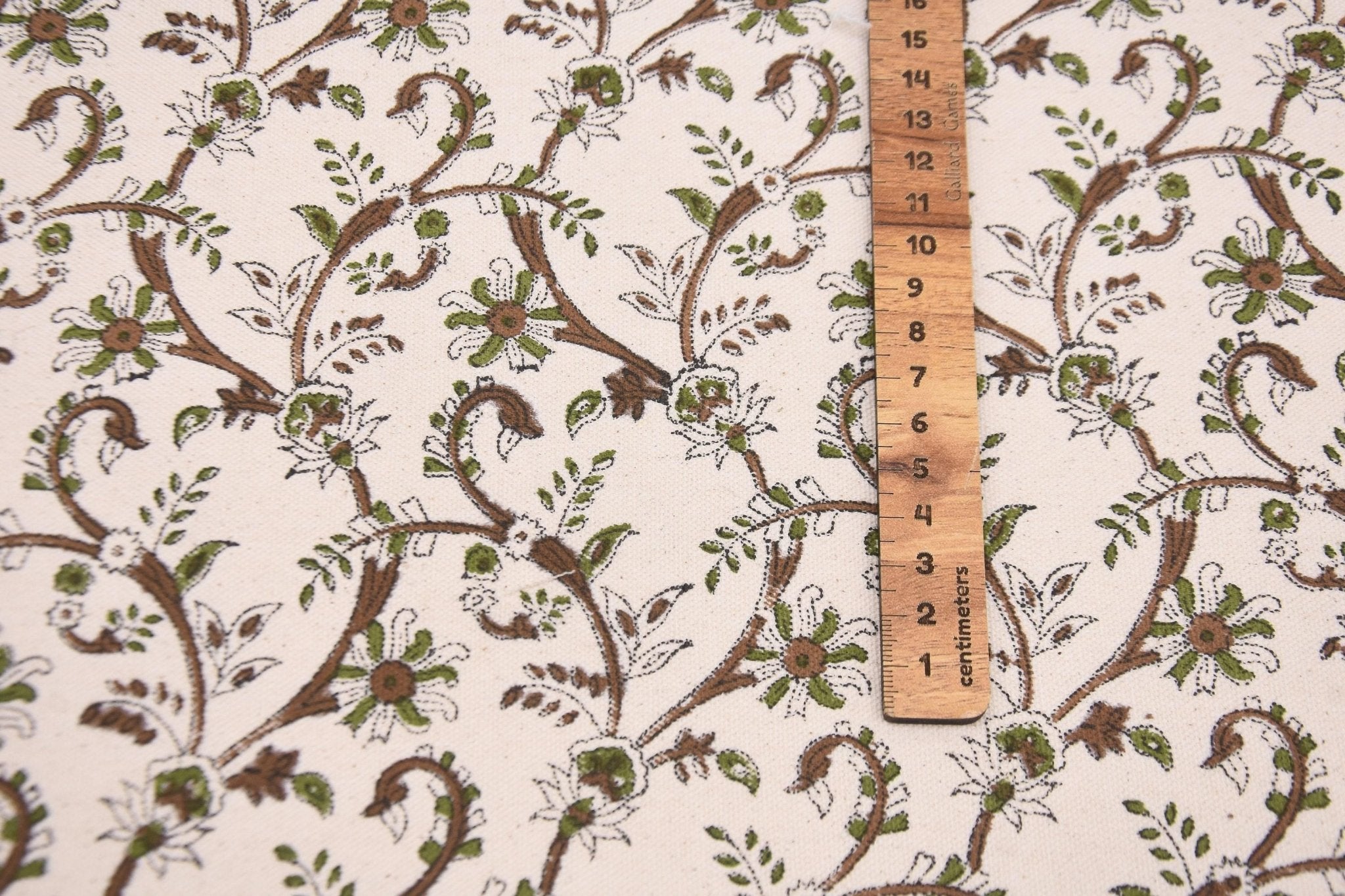 Cotton Block Print Fabric 50 Inch Width Medium Weight Duck Canvas Beige Base Color Curtains and Drapes Pillow Covers Tablecloths and Runners  Lampshades Napkins by Fabritual