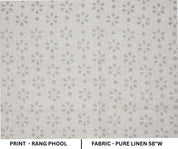 Handcrafted Gray Mini Rang Phool Print in Pure Linen Fabric 58" wide for Roman Shade