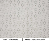 Handcrafted Gray Mini Rang Phool Print in Pure Linen Fabric 58" wide for Roman Shade