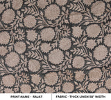 Hand Stamped Block Print Thick Linen Fabric 58" Wide in Brown Floral Design for Table Covers – RAJAT