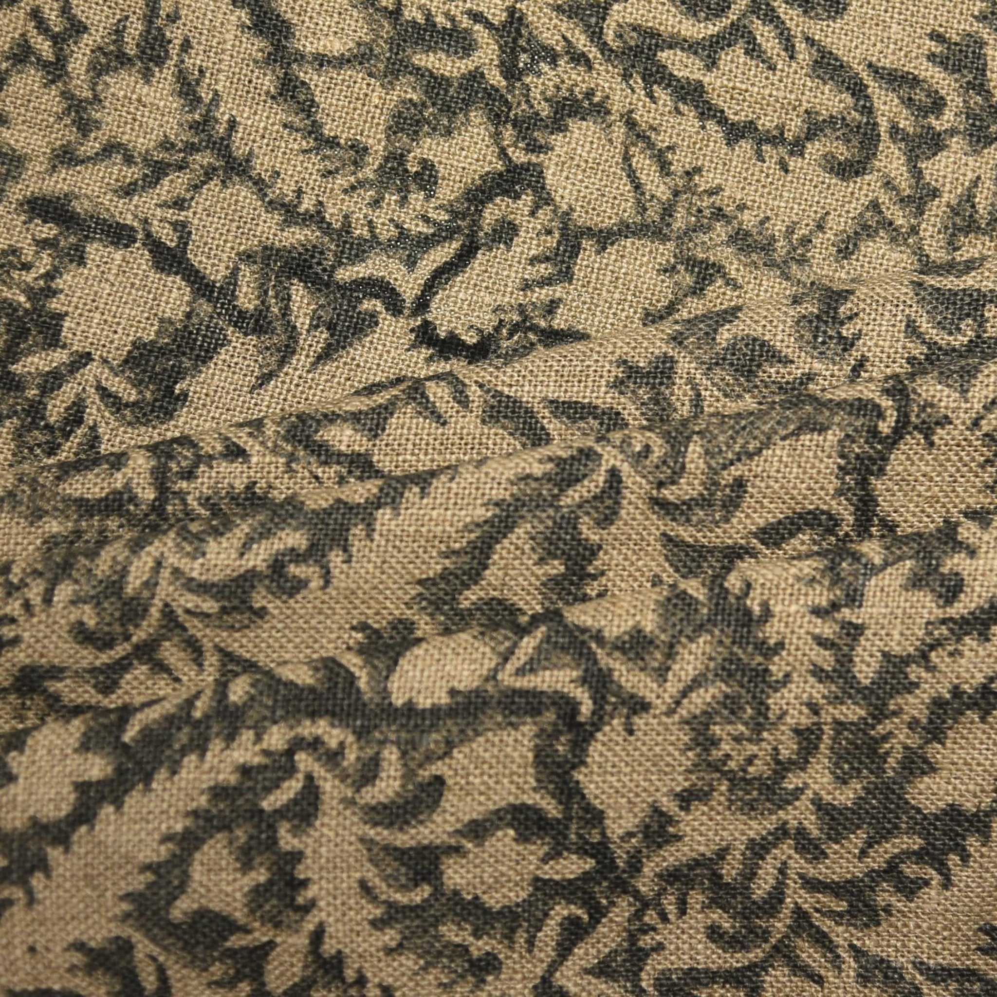 Linen Block Print Fabric 58 Inch Width Natural Base Color Heavy Linen Curtains and Drapes Upholstery Pillow Covers Tablecloths and Runners Bedding Tote Bag by Fabritual