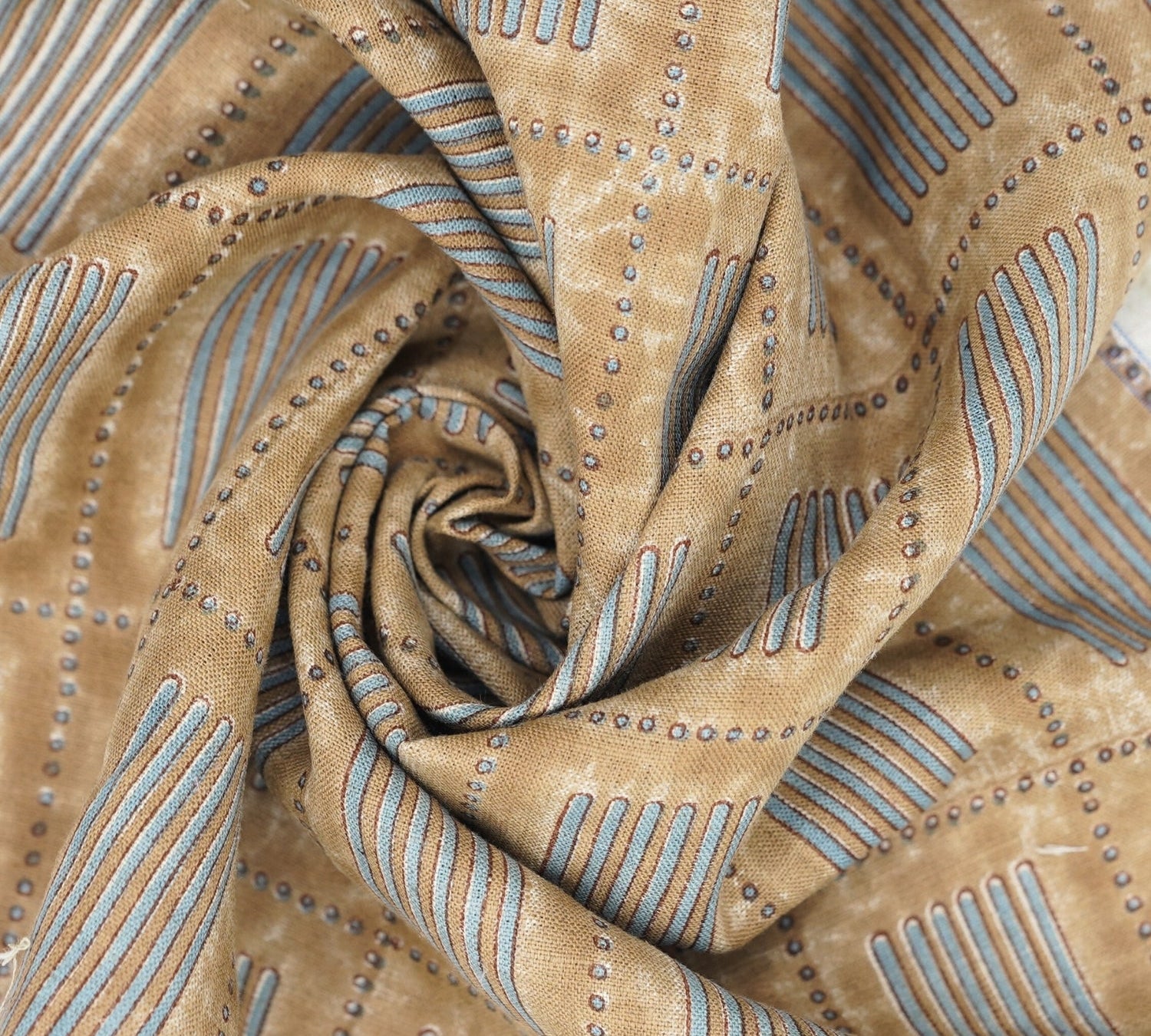 Handmade Brown Floral Pure Linen Boho Fabric Mediumweight & Stylish Home Decor – Yug Design