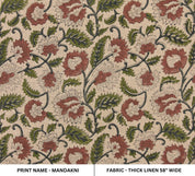 Linen Block Print Fabric 58 Inch Width Heavy Linen Natural Base With Unique Color Curtains and Drapes Upholstery Pillow Covers Tablecloths and Runners Bedding Tote Bag by Fabritual