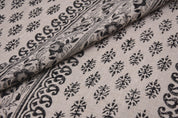 Linen Block Print Fabric 58 Inch Width Heavy Linen Natural Base Color Curtains and Drapes Pillow Covers Tablecloths and Runners Bedding Tote Bag by Fabritual