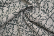 Handcrafted Indian Block Printed Premium Gray Floral Thick Linen 58" Wide Fabric – Midnight Gudhal