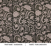 Pure linen 58" wide, linen window curtains, upholstery fabric for pillows, cushions, hand block print, handmade floral art - KUNDANVAN
