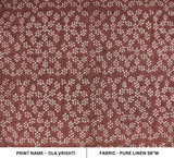 Handmade Artisan Maroon Floral Block Printed Pure Linen Fabric For Home Decor/ Farmhouse - OLA VRISHTI