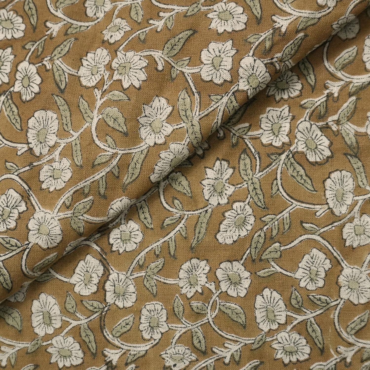 Linen Block Print Fabric 58 Inch Width Medium Weight Linen Natural Base Color Handmade Creative Design To Make Curtains and Drapes Upholstery Pillow Covers Tablecloths and Runners Bedding Tote Bag Napkins by Fabritual