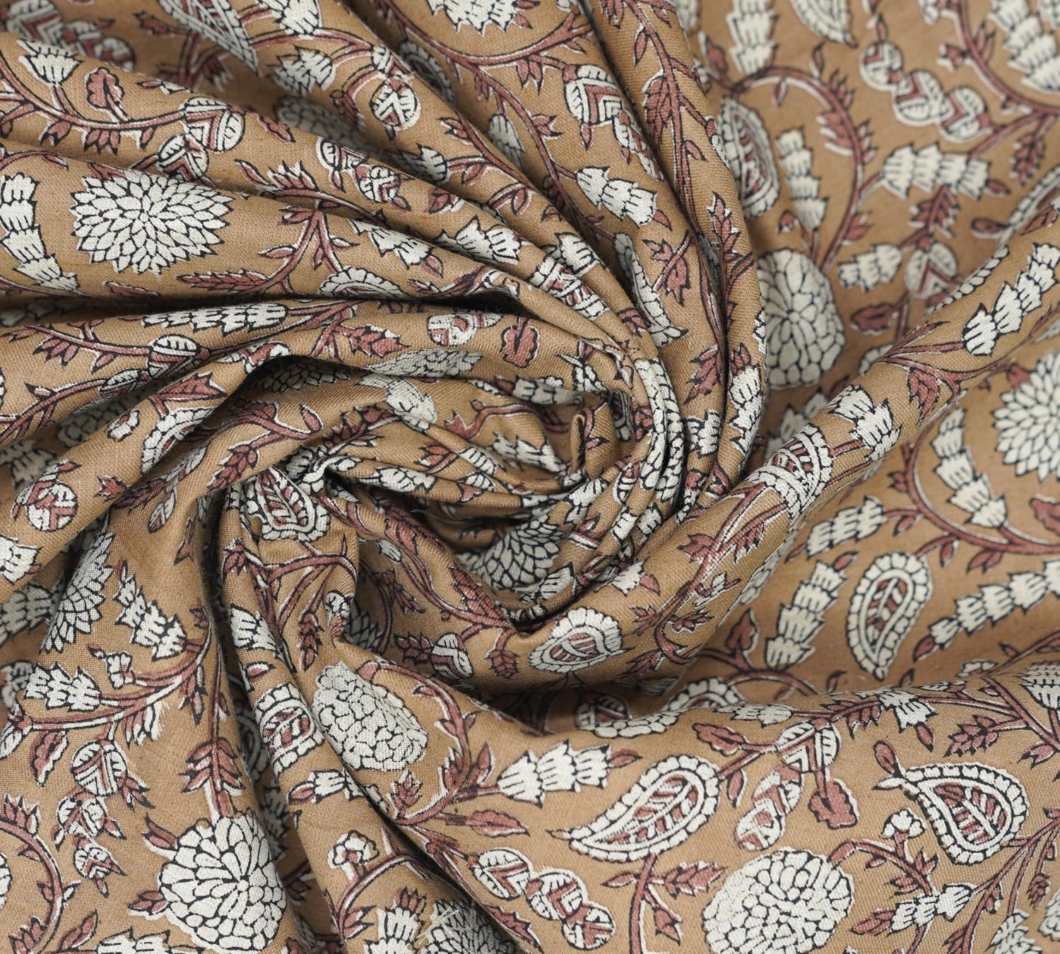 Handcrafted Brown Floral Fabric Linen Blend for Elegant Home Décor - Shilong 