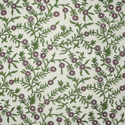 Indian Hand Block Printed Soft Fabric Green Floral on Linen Blend - Shehjan 