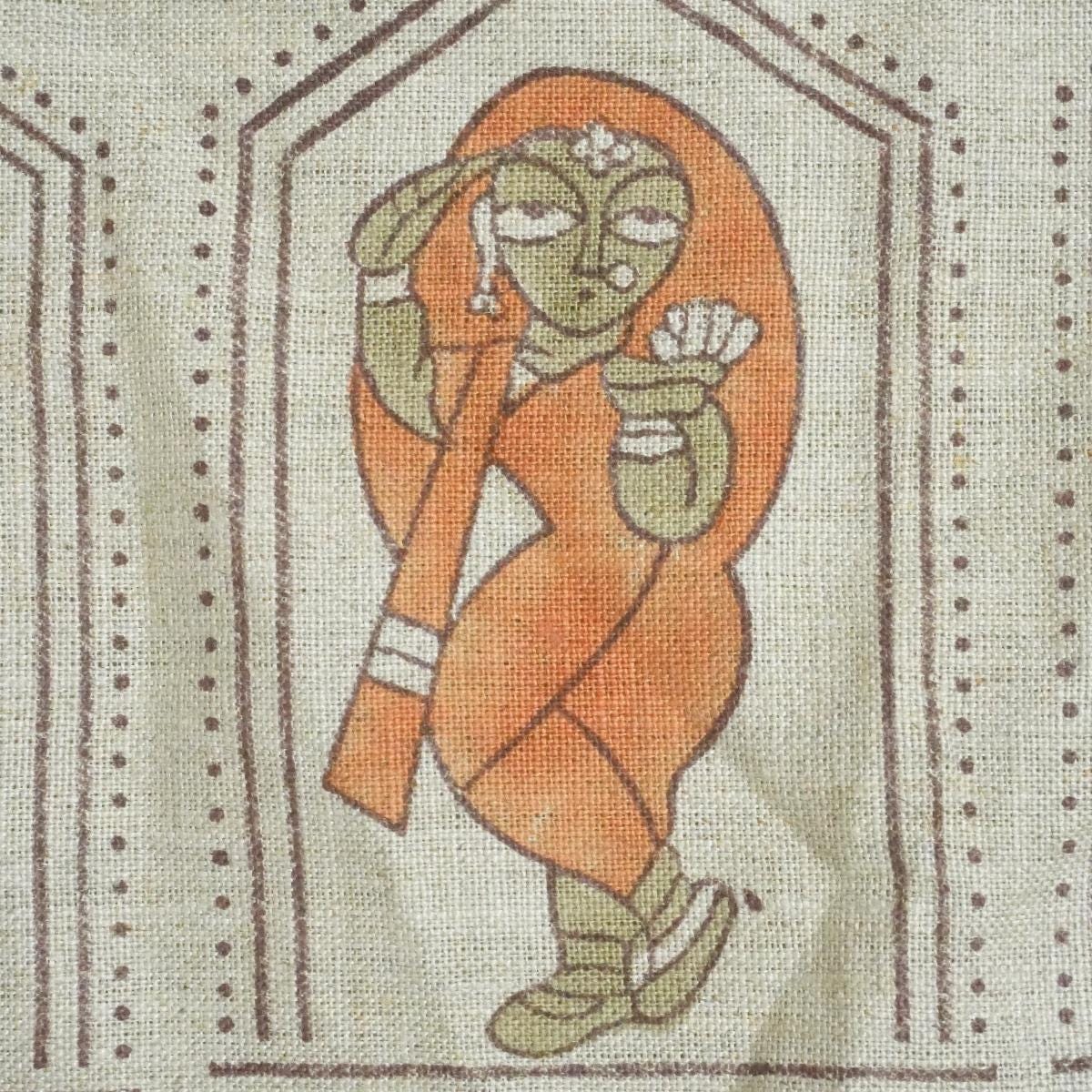 Heavyweight Linen Block Print Fabric, 58-Inch Wide, Ideal for Curtains and Upholstery Natural Linen Fabric with Hand Block Print, Suitable for Tablecloths and Pillow Covers .