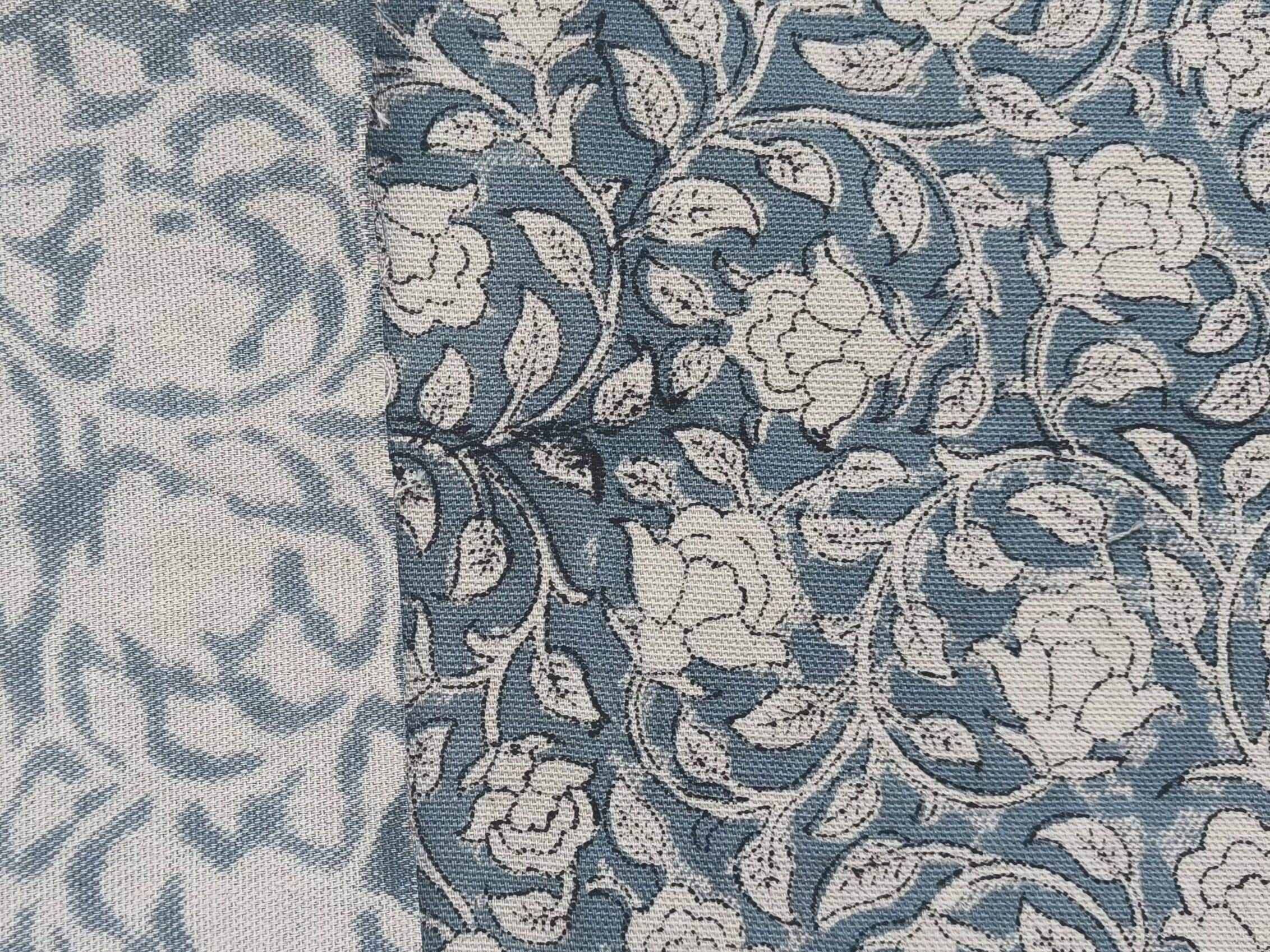 Linen Block Print Fabric Duck Canvas 50 Inch Width Medium Weight Linen Beige Base Color Curtains and Drapes Upholstery Handmade Art Pillow Covers Bedding Tote Bag Lampshades Napkins by Fabritual