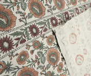 Linen Block Print Fabric 58 Inch Width Heavy Weight Linen Natural Base Color Upholstery Handmade Art Pillow Covers Tablecloths and Runners Bedding Tote Bag Lampshades Napkins by Fabritual