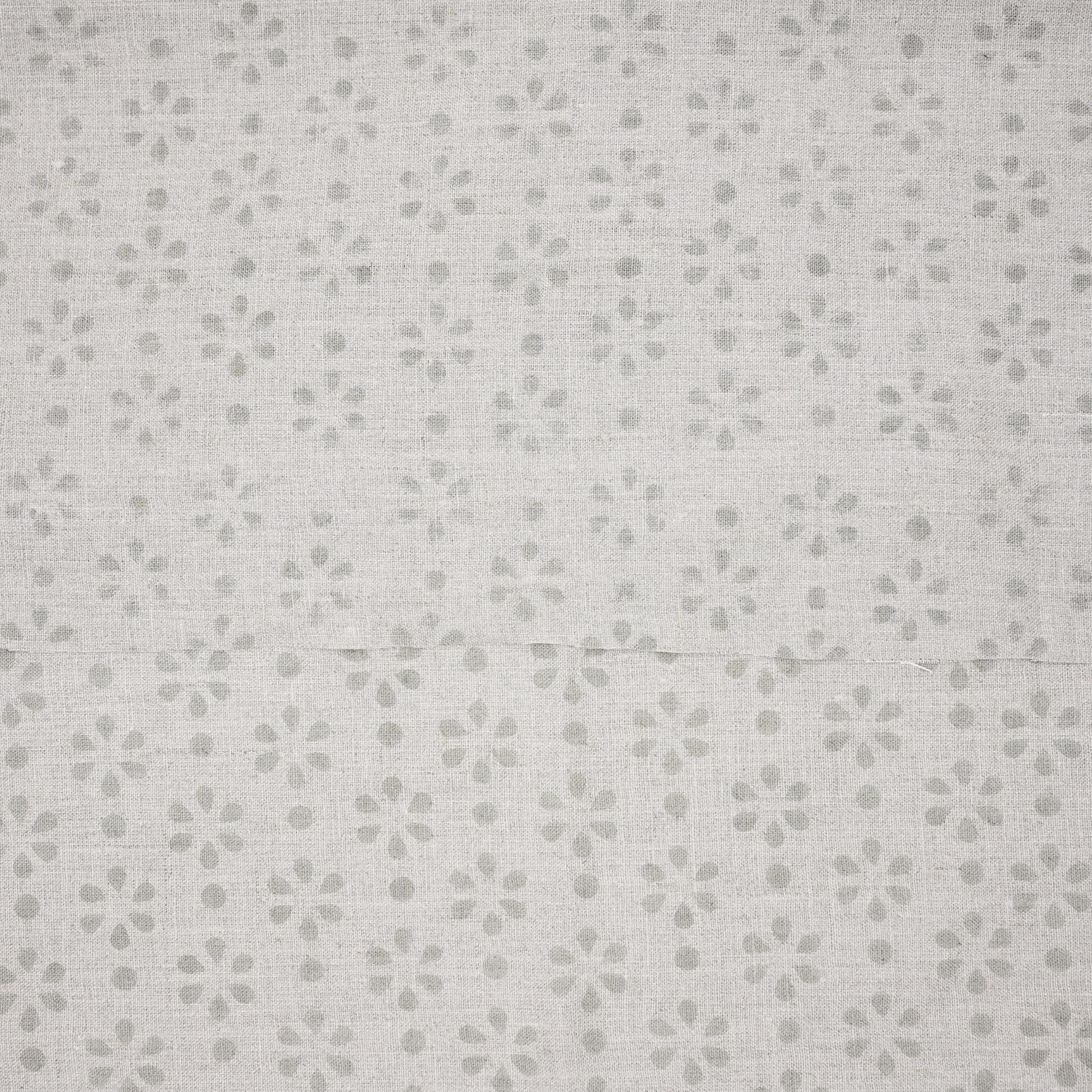 Handcrafted Gray Mini Rang Phool Print in Pure Linen Fabric 58" wide for Roman Shade