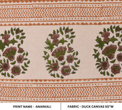 Duck canvas 50" wide, floral handmade art, cushion fabric, block print fabric, decorative cushions - ANARKALI BORDER