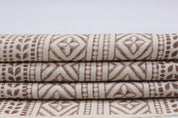 Cotton Block Print Fabric 50 Inch Width Medium Weight Duck Canvas Beige Base With Brown Color Design To Make Curtains and Drapes Pillow Covers Tablecloths and Runners Bedding Tote Bag Napkins by Fabritual