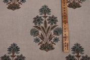 Linen Block Print Fabric 58 Inch Width Medium Weight Linen Natural Base Color Curtains and Drapes Upholstery Handmade Art Tablecloths and Runners Bedding Tote Bag Lampshades Napkins by Fabritual