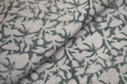 Handcrafted Indian Block Printed Premium Gray Floral Thick Linen 58" Wide Fabric – Midnight Gudhal