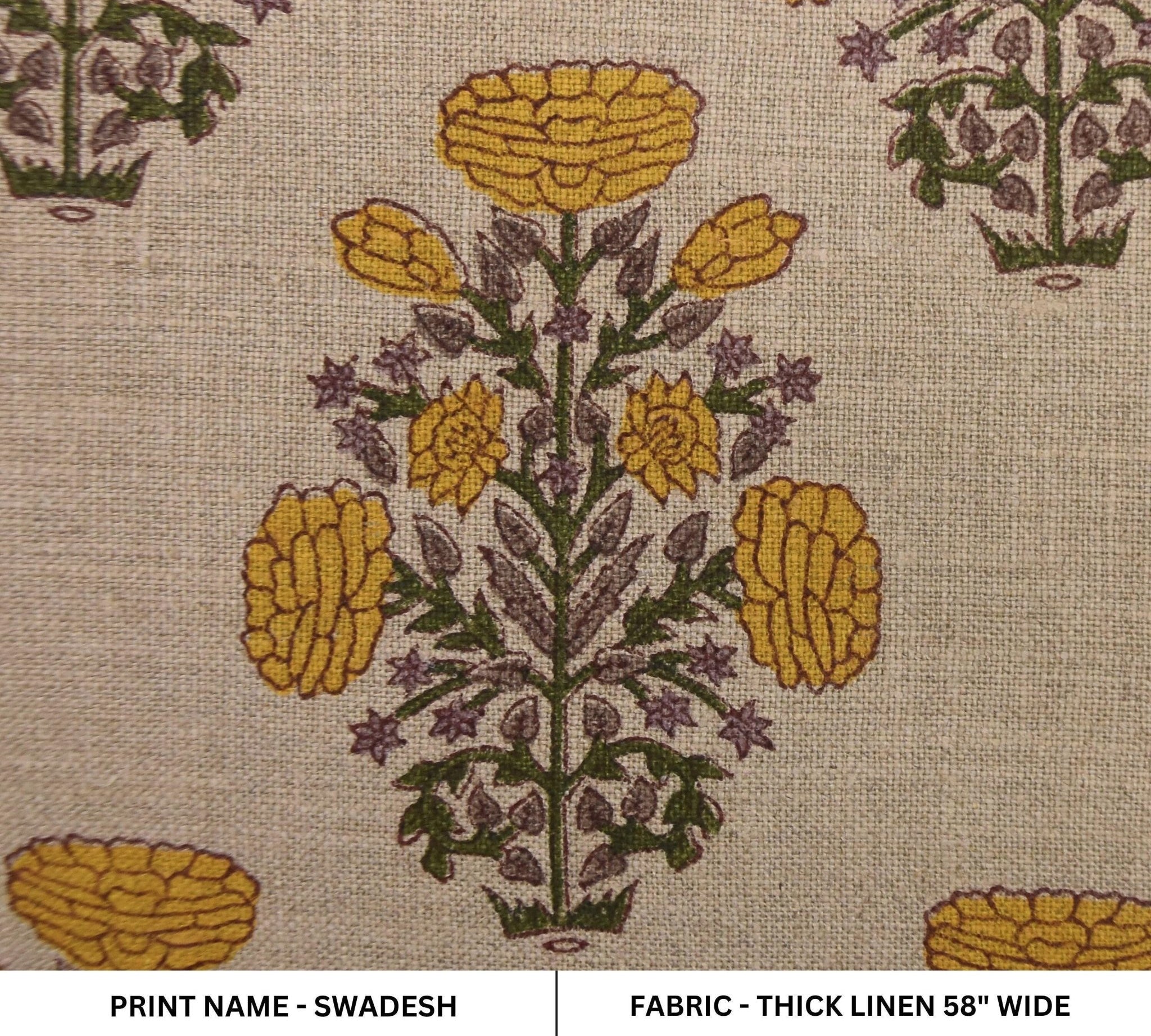 Floral hand block printed linen fabric for cushions and curtains
Thick linen block print fabric for upholstery and decorative pillows
Indian block printed linen for rustic boho napkins and runners.