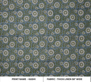 Linen Block Print Fabric 58 Inch Width Heavy Weight Linen Natural Base Color Curtains and Drapes Upholstery Handmade Art Pillow Covers Tablecloths and Runners Bedding Tote Bag Lampshades Napkins by Fabritual