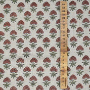 Handmade Floral Block Printed Brown Pure Linen Fabric Customizable Home Decor – Strawberry