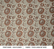 Linen Block Print Fabric 58 Inch Width Heavy Weight Linen Natural Base Color Curtains and Drapes Upholstery Handmade Art Pillow Covers Tablecloths and Runners Bedding Tote Bag Lampshades Napkins by Fabritual