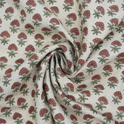 Handmade Floral Block Printed Brown Pure Linen Fabric Customizable Home Decor – Strawberry