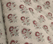 Linen Block Print Fabric 58&quot; Width Heavy Linen Natural Base Color Curtains and Drapes Upholstery Pillow Covers Tablecloths and Runners Bedding Tote Bag by Fabritual