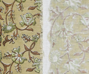 Linen Block Print Fabric Linen Blend 58 Inch Width Light Weight Linen Natural Base Color Curtains and Drapes Upholstery Handmade Art Pillow Covers Tablecloths and Runners Bedding Tote Bag Lampshades by Fabritual