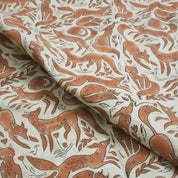 Handcrafted Indian Block Printed Premium Pure Linen Brown and Pastel Gray Animal 58" Wide Fabric – Gehravan