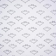 Block Print Thick Cotton White Decorative Halloween Party Cushion Cover Fabric with Bat Design