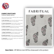 Block Print Linen Fabric, Valentine Flower  Luxury Linen Premium Fabrics  Block Print  Fabric, Indian Upholstery Fabric, Blocked Printed