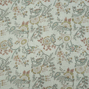 Blue Brown Floral Hand Block Print Linen Arpan Fabric